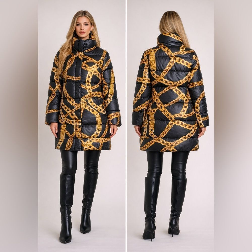 Moschino Boutique chain print puffer jacket, US6